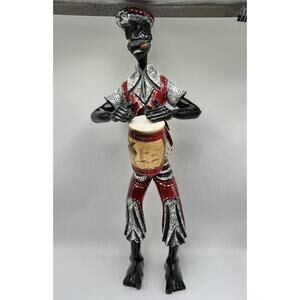 Folk Art Primitive Outsider Wood Hand Painted/Carved Haiti Artist‎ Rastafarian